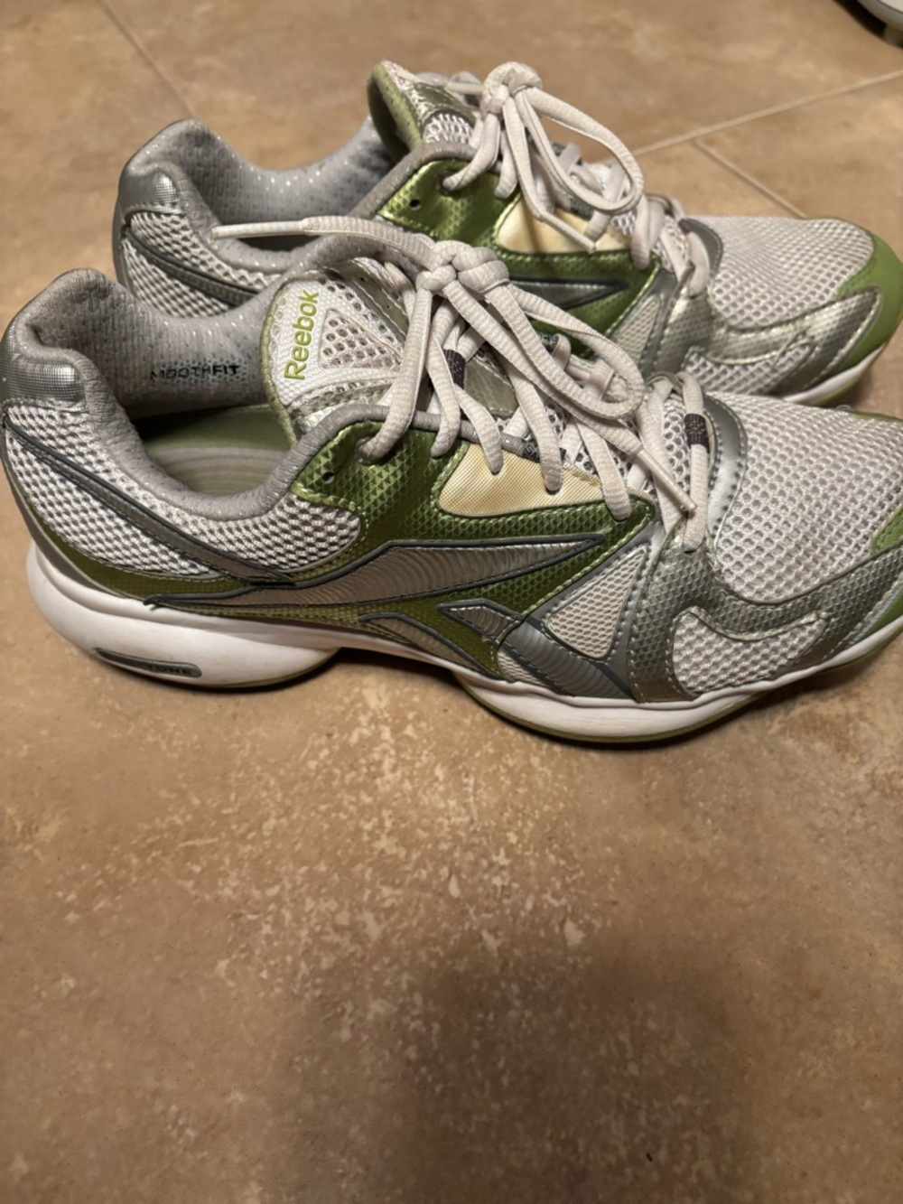 Reebok Women's Gray, Green & White Athletic Running Sneakers